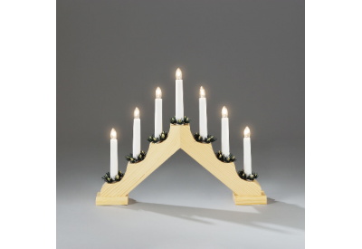 Konstsmide 7 Light Wooden Candlestick (natural finish)